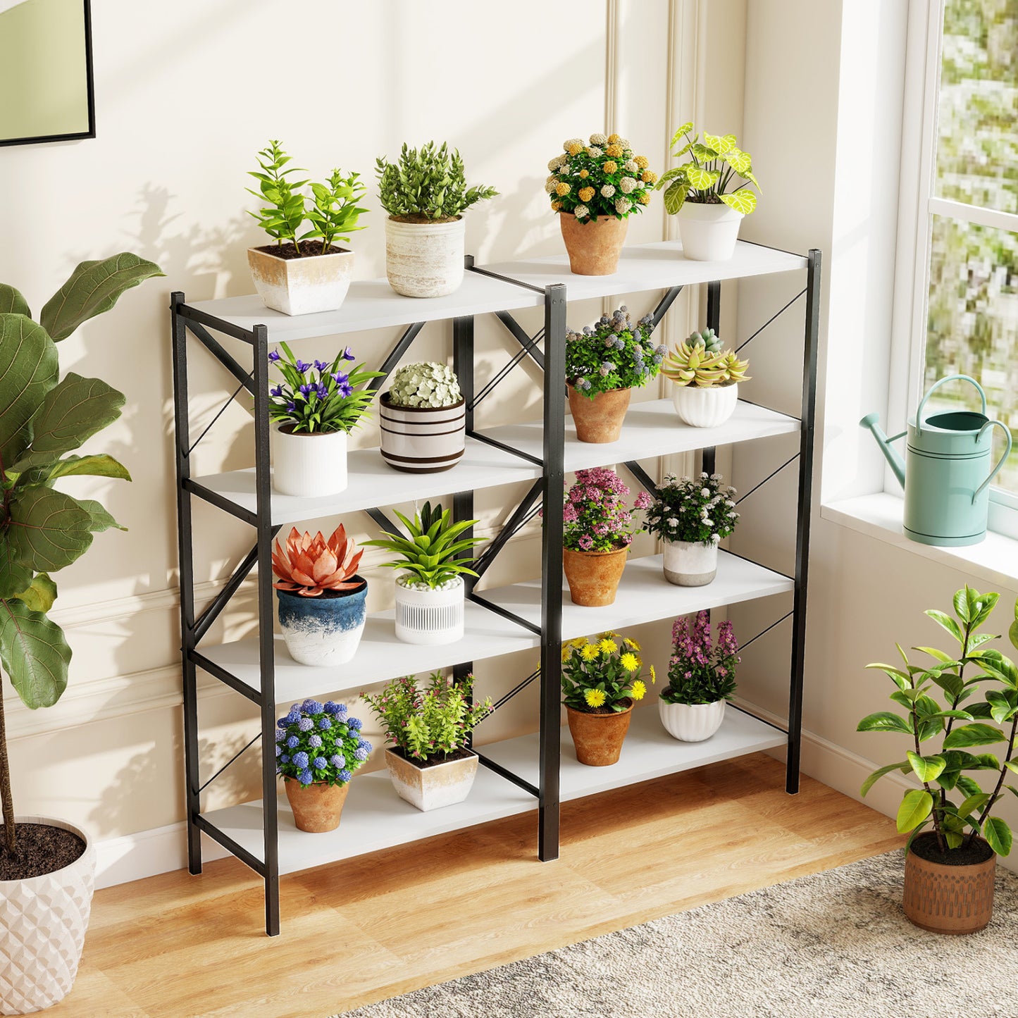 4-Tier Bookshelf with Heavy-Duty Metal Frame, White Bookcases at Gallery Canada
