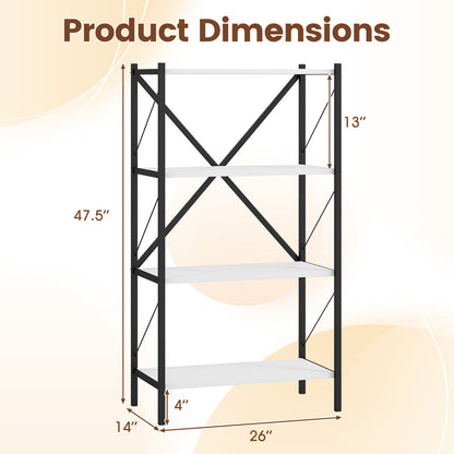 4-Tier Bookshelf with Heavy-Duty Metal Frame, White Bookcases at Gallery Canada