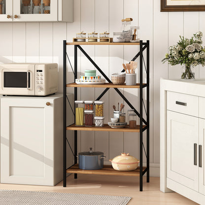 4-Tier Bookshelf with Heavy-Duty Metal Frame, Walnut Bookcases at Gallery Canada