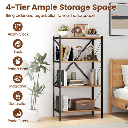 4-Tier Bookshelf with Heavy-Duty Metal Frame, Walnut Bookcases at Gallery Canada