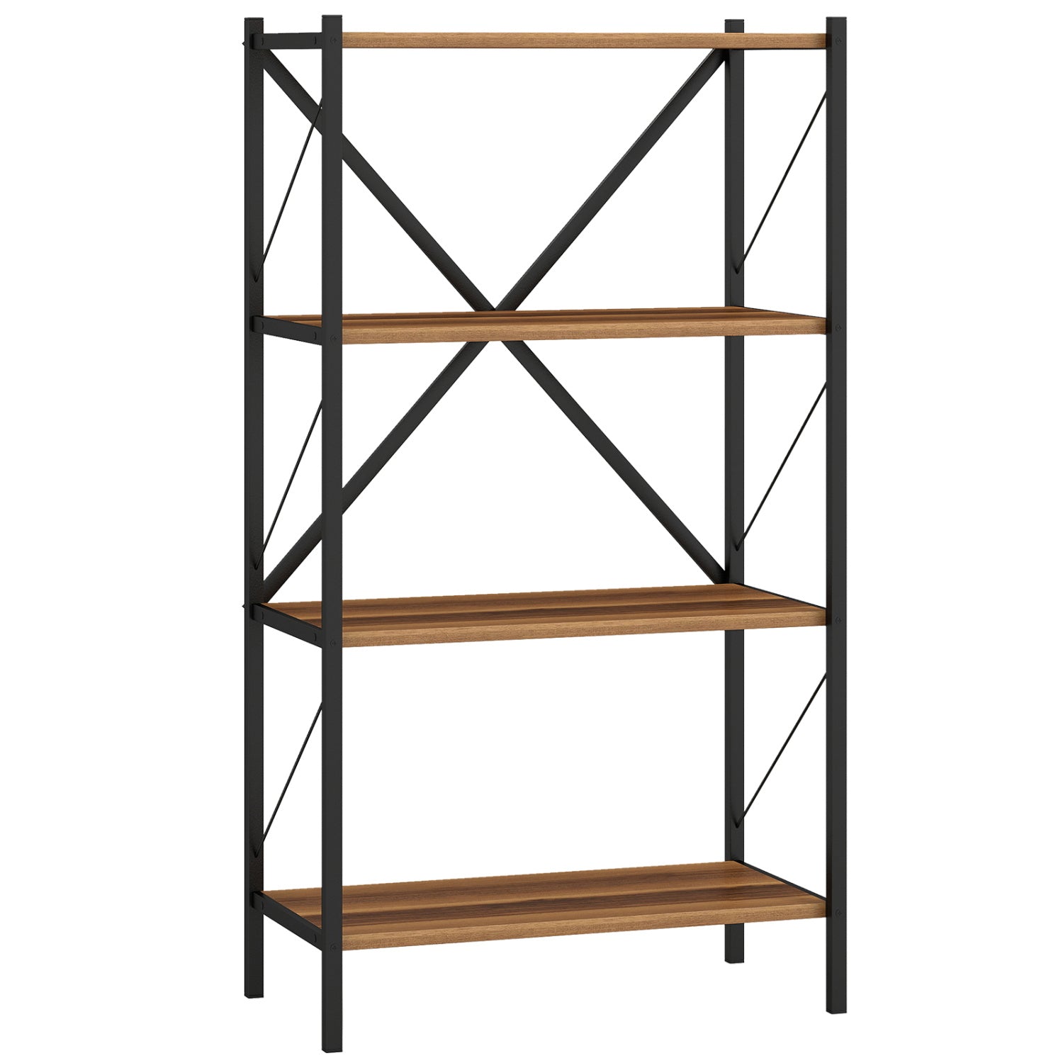 4-Tier Bookshelf with Heavy-Duty Metal Frame, Walnut Bookcases Walnut at Gallery Canada