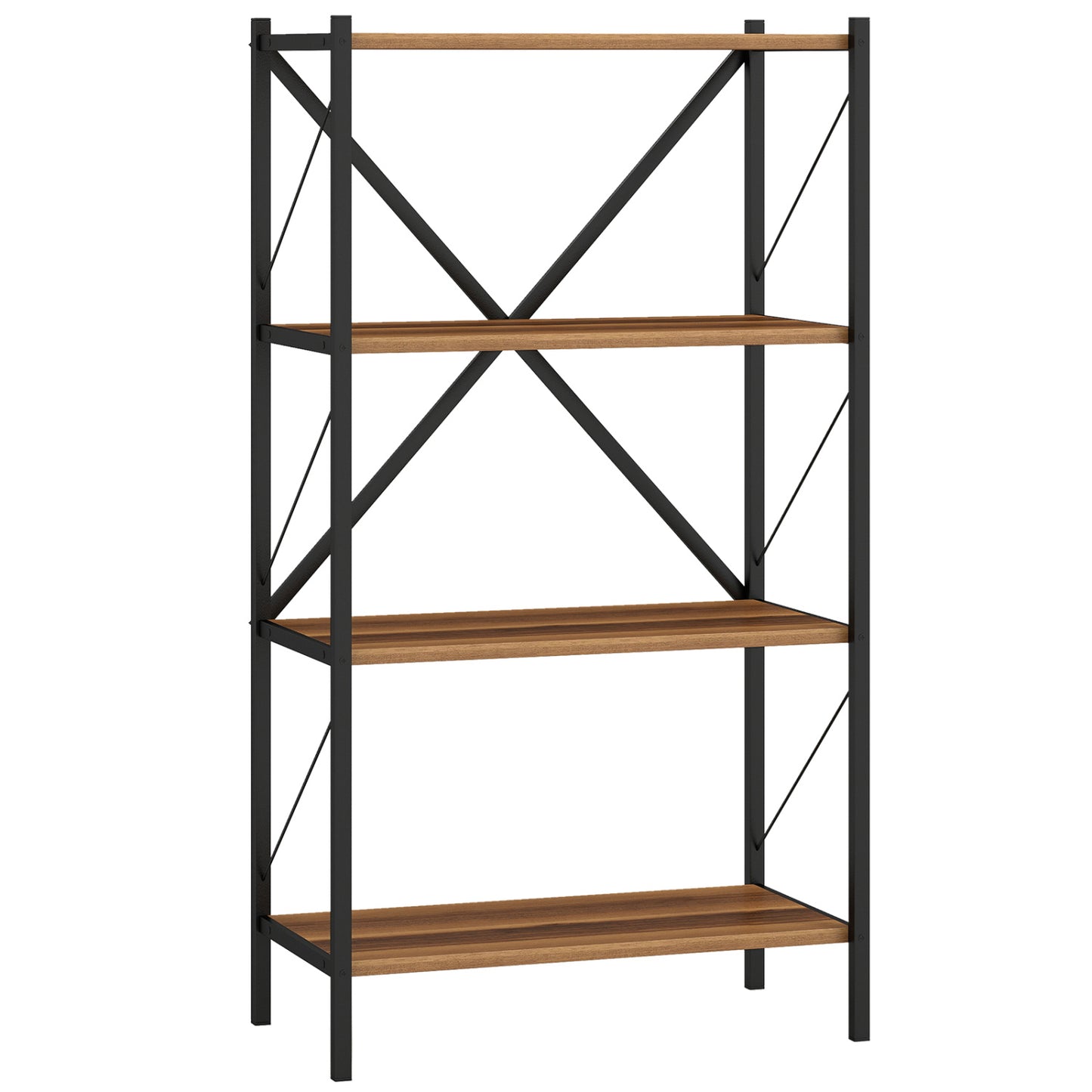 4-Tier Bookshelf with Heavy-Duty Metal Frame, Walnut Bookcases Walnut at Gallery Canada