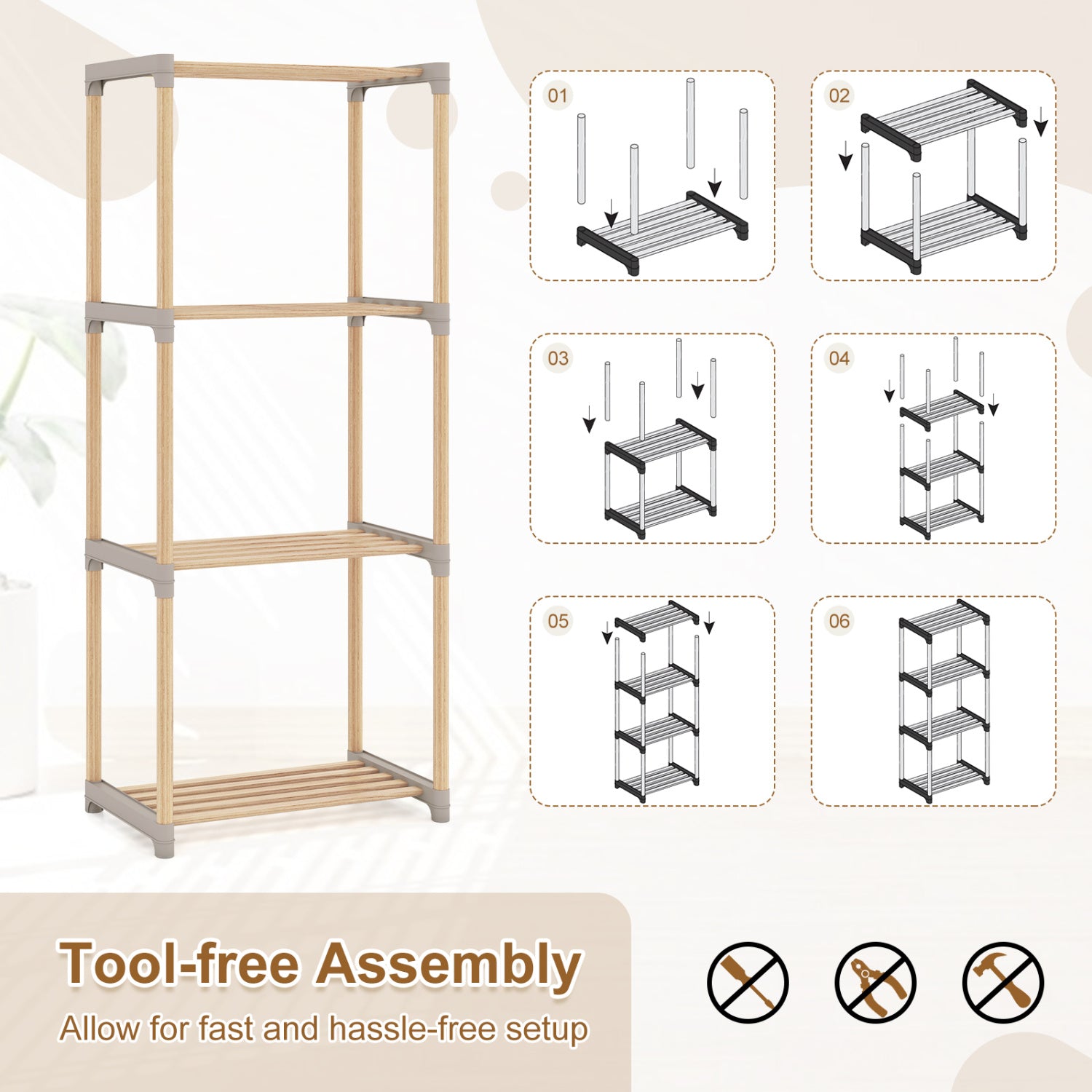 4-Tier Bookshelf With Open Shelves, Home Office Bathroom Bookcases at Gallery Canada