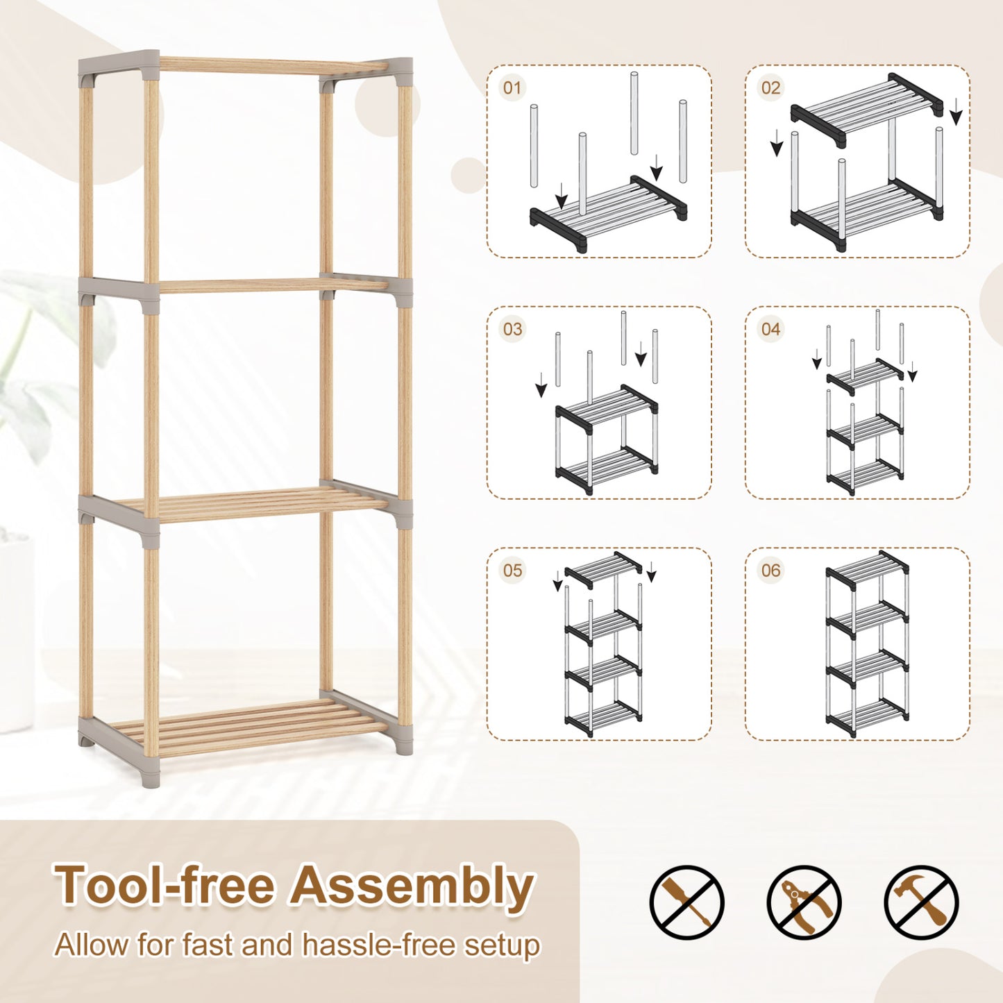 4-Tier Bookshelf With Open Shelves, Home Office Bathroom Bookcases at Gallery Canada