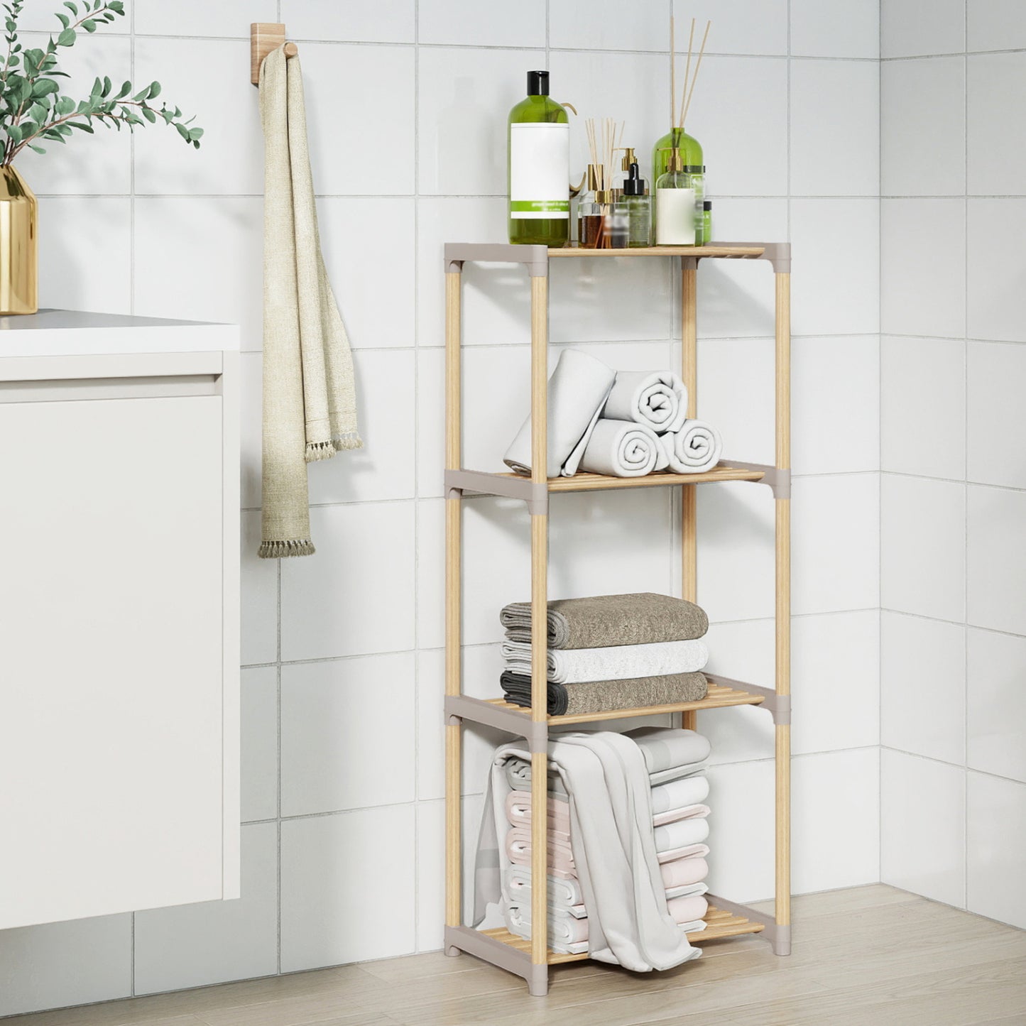 4-Tier Bookshelf With Open Shelves, Home Office Bathroom Bookcases at Gallery Canada