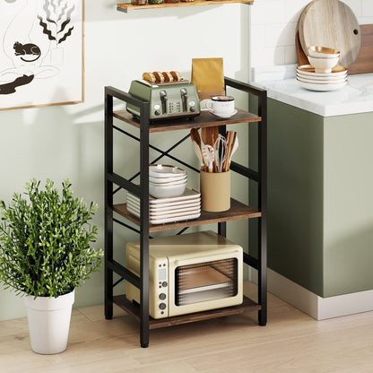4-Tier Bookshelf, Metal Frame, Wooden Racks, Rustic Brown Bookcases at Gallery Canada