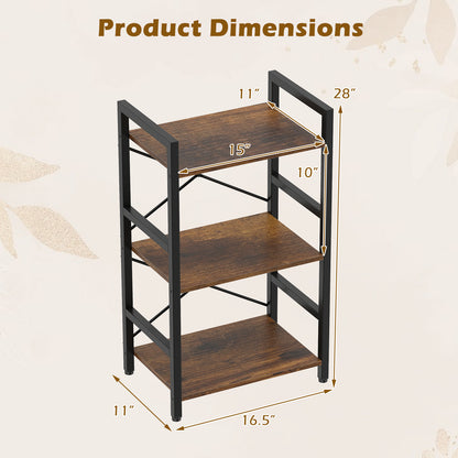 4-Tier Bookshelf, Metal Frame, Wooden Racks, Rustic Brown Bookcases at Gallery Canada