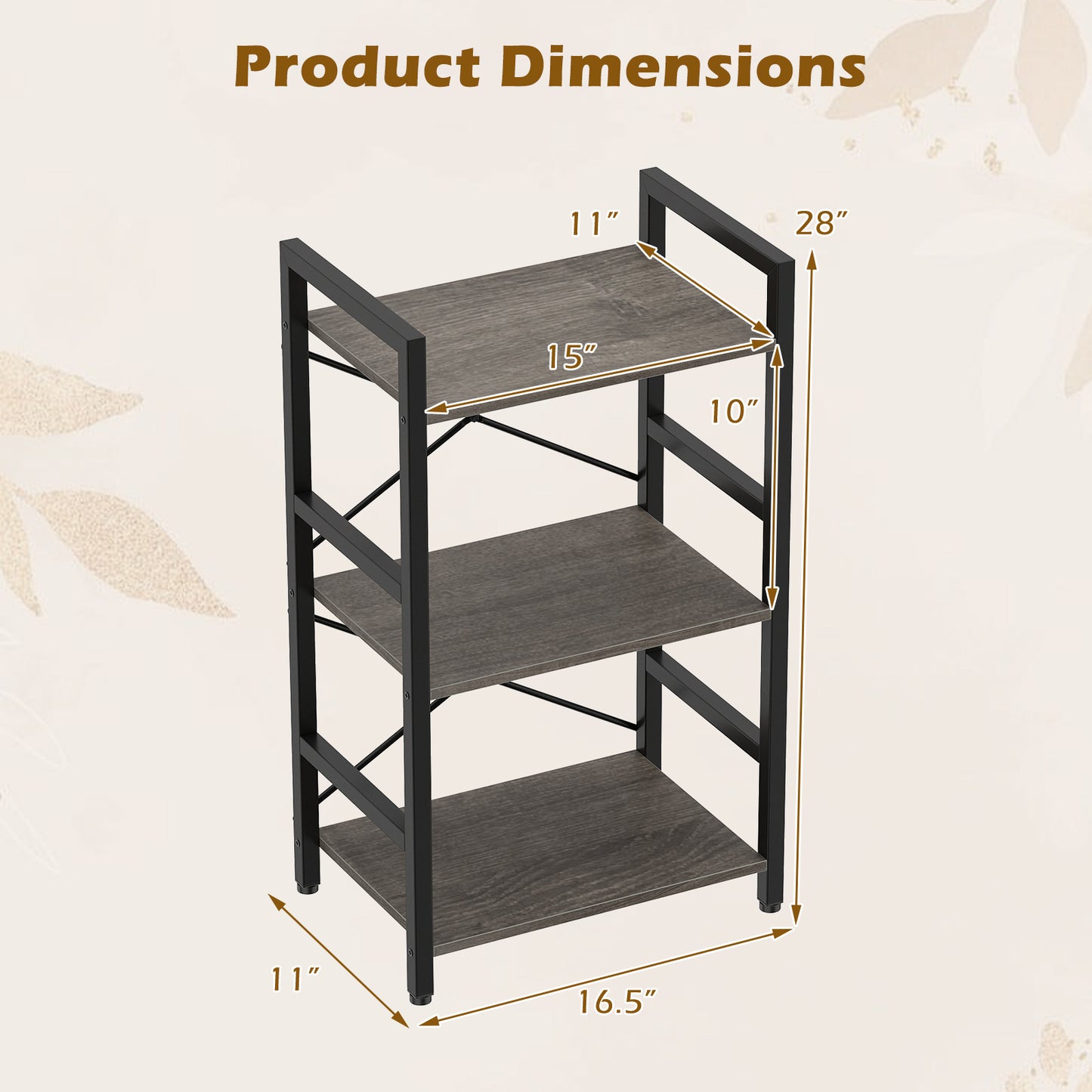 4-Tier Bookshelf, Metal Frame, Wooden Racks, For Study, Oak Bookcases at Gallery Canada