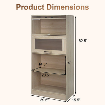 4-Tier Bookshelf with Storage Cabinets and Open Compartments, Natural Bookcases at Gallery Canada