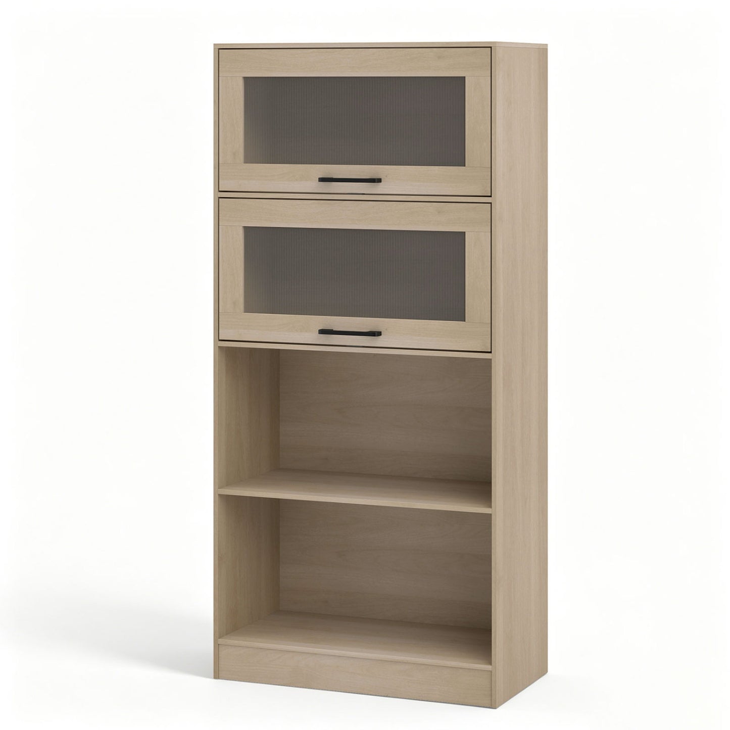4-Tier Bookshelf with Storage Cabinets and Open Compartments, Natural Bookcases at Gallery Canada