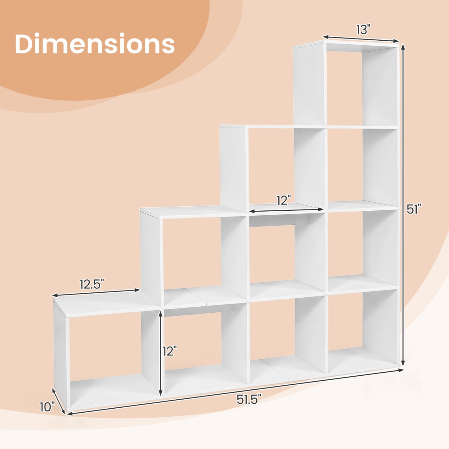 4-Tier Bookshelf With 2 Anti-Tipping Kits, White