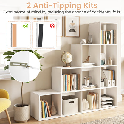 4-Tier Bookshelf With 2 Anti-Tipping Kits, White