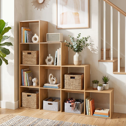 Bibliothèque à 4 étagères, avec kits anti-basculement, Naturel
