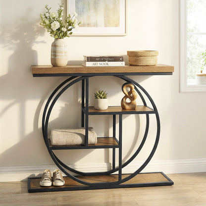 4-Tier Console Table, 41 Inches, Storage Shelves, Brown Console Tables at Gallery Canada