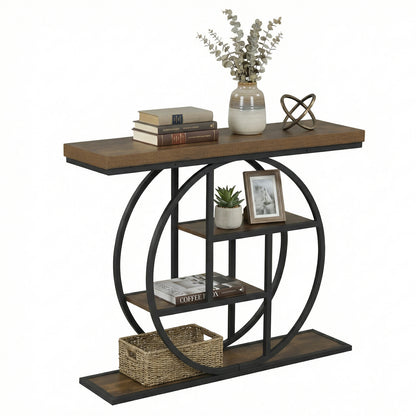 4-Tier Console Table, 41 Inches, Storage Shelves, Brown Console Tables at Gallery Canada