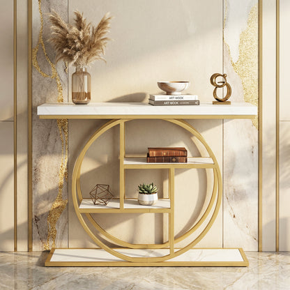 4-Tier Console Table, 41 Inches, Storage Shelves, White Console Tables at Gallery Canada