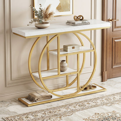 4-Tier Console Table, 41 Inches, Storage Shelves, White Console Tables at Gallery Canada