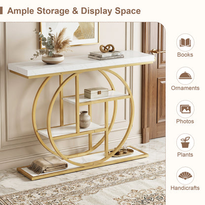 4-Tier Console Table, 41 Inches, Storage Shelves, White Console Tables at Gallery Canada