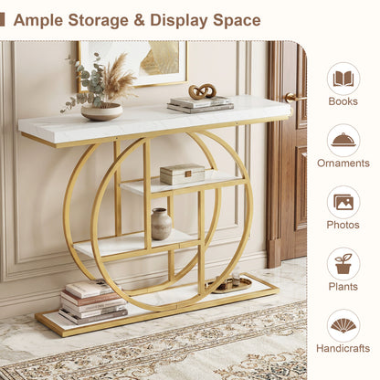 4-Tier Console Table, 41 Inches, Storage Shelves, White Console Tables at Gallery Canada