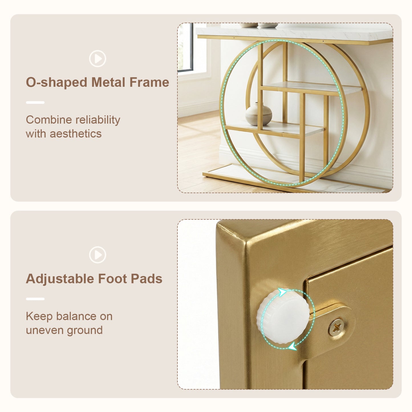 4-Tier Console Table, 41 Inches, Storage Shelves, White Console Tables at Gallery Canada