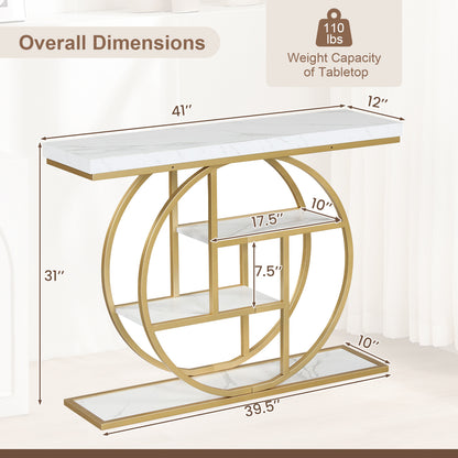 4-Tier Console Table, 41 Inches, Storage Shelves, White Console Tables at Gallery Canada