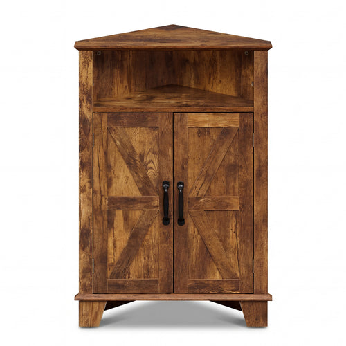 4-Tier Corner Cabinet, Rustic Brown