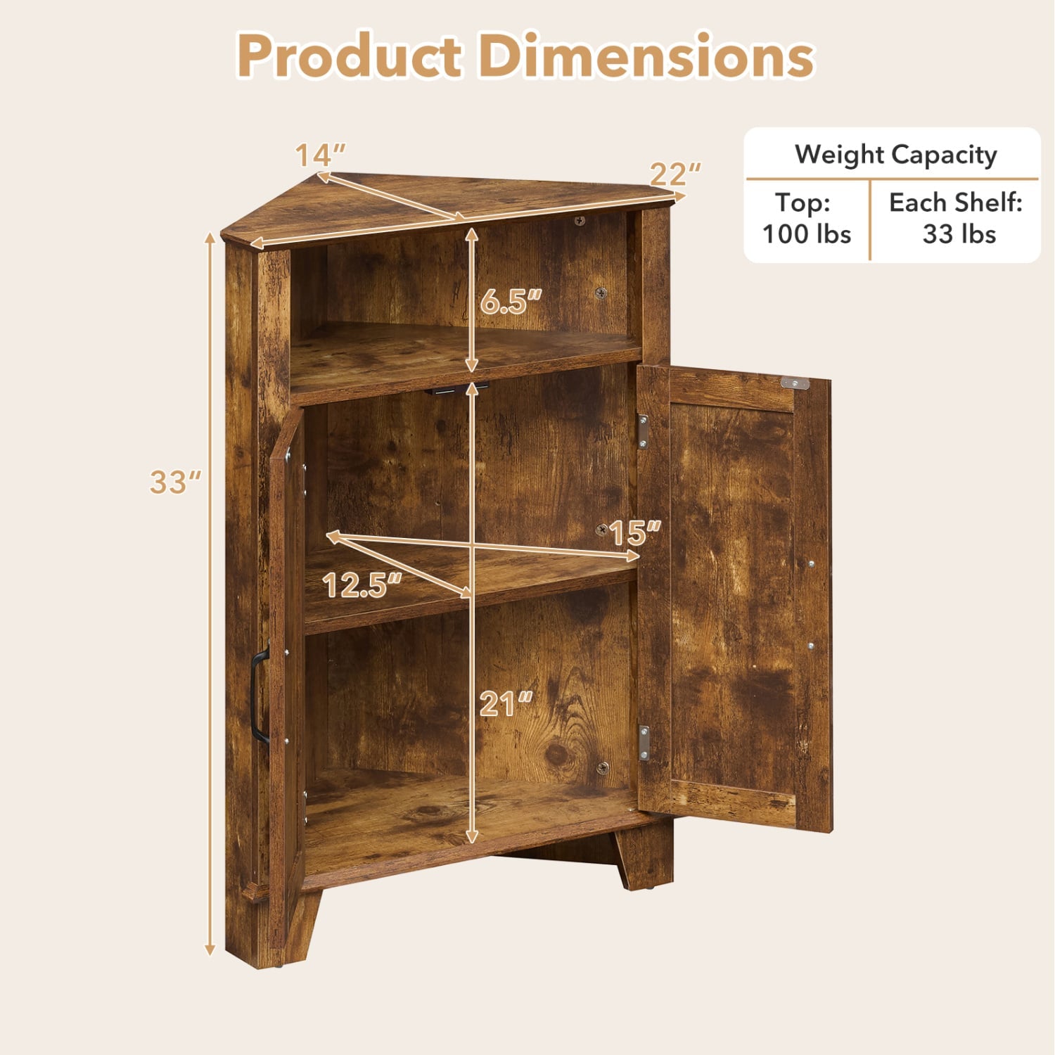 4-Tier Corner Cabinet, Rustic Brown Cabinets & Chests at Gallery Canada