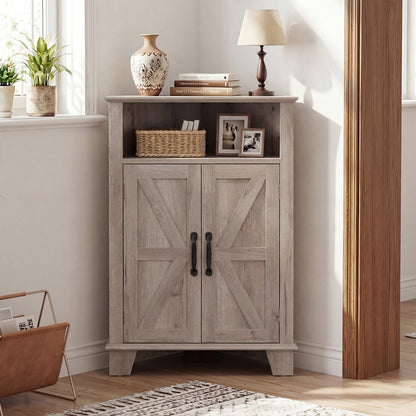 4-Tier Corner Cabinet With Open Shelf, Gray Cabinets & Chests at Gallery Canada