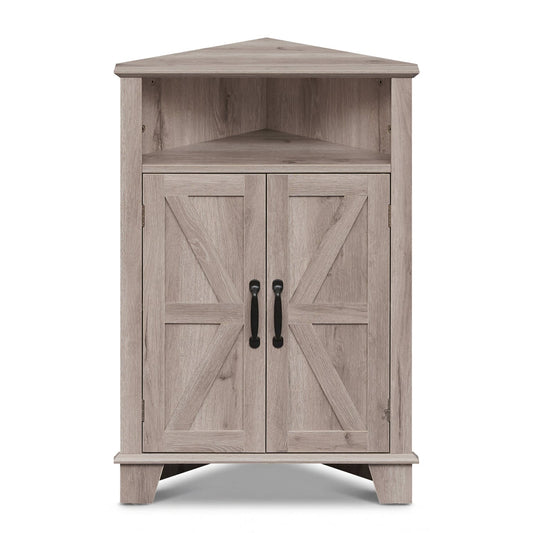 4-Tier Corner Cabinet With Open Shelf, Gray Cabinets & Chests Gray at Gallery Canada