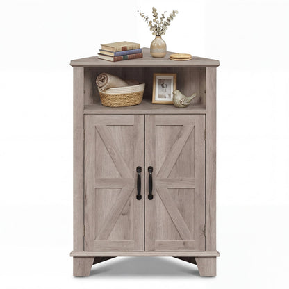 4-Tier Corner Cabinet With Open Shelf, Gray Cabinets & Chests at Gallery Canada