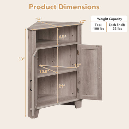 4-Tier Corner Cabinet With Open Shelf, Gray Cabinets & Chests at Gallery Canada