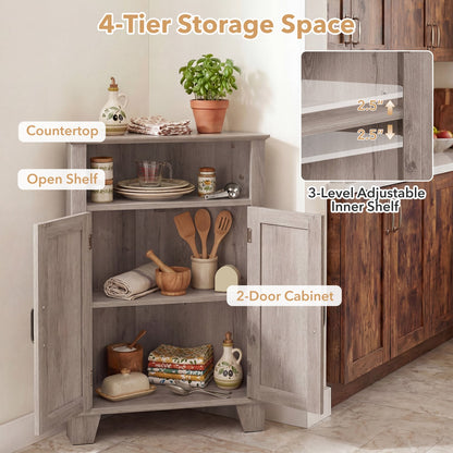 4-Tier Corner Cabinet With Open Shelf, Gray Cabinets & Chests at Gallery Canada