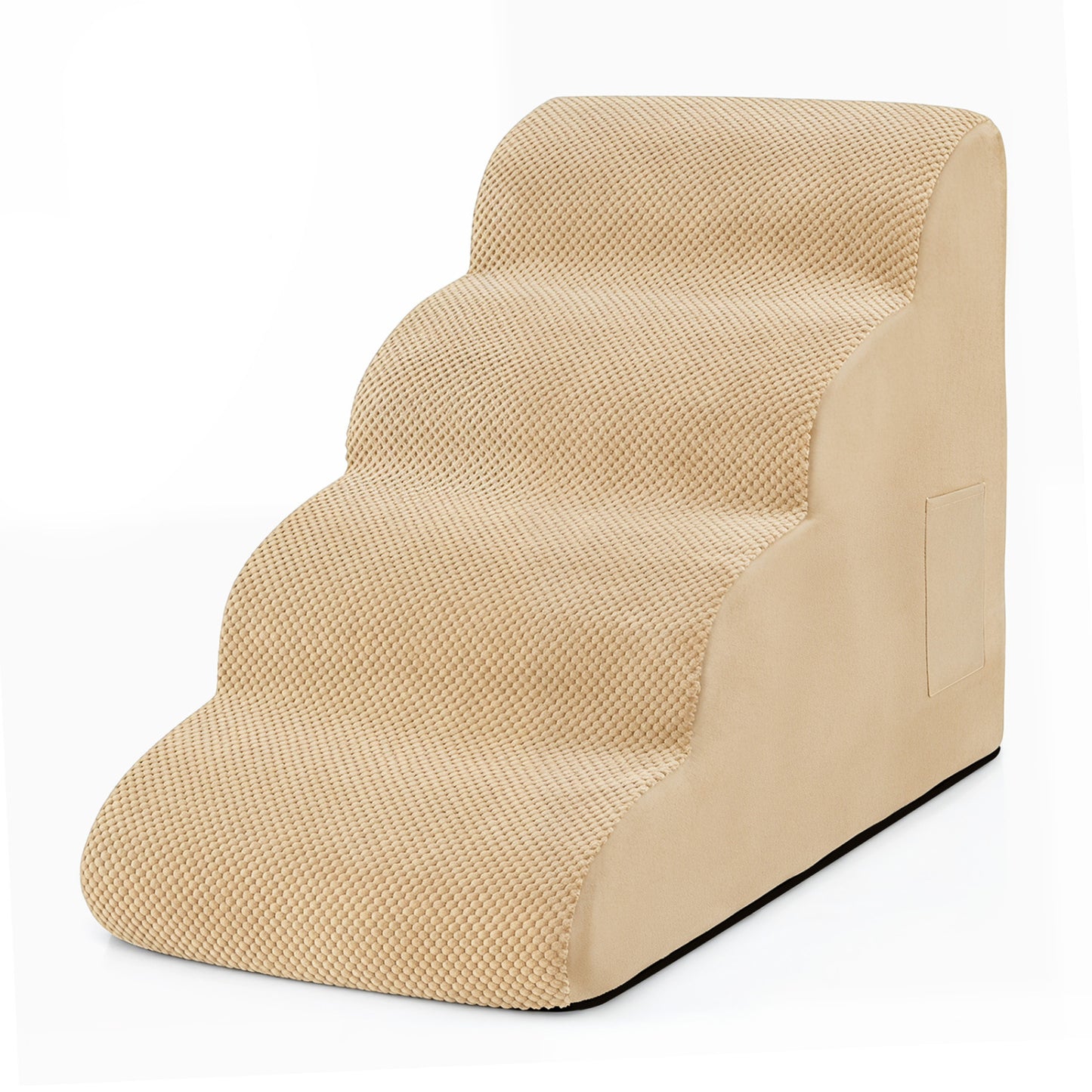 4-Tier Foam Dog Steps With Washable Cover, Beige