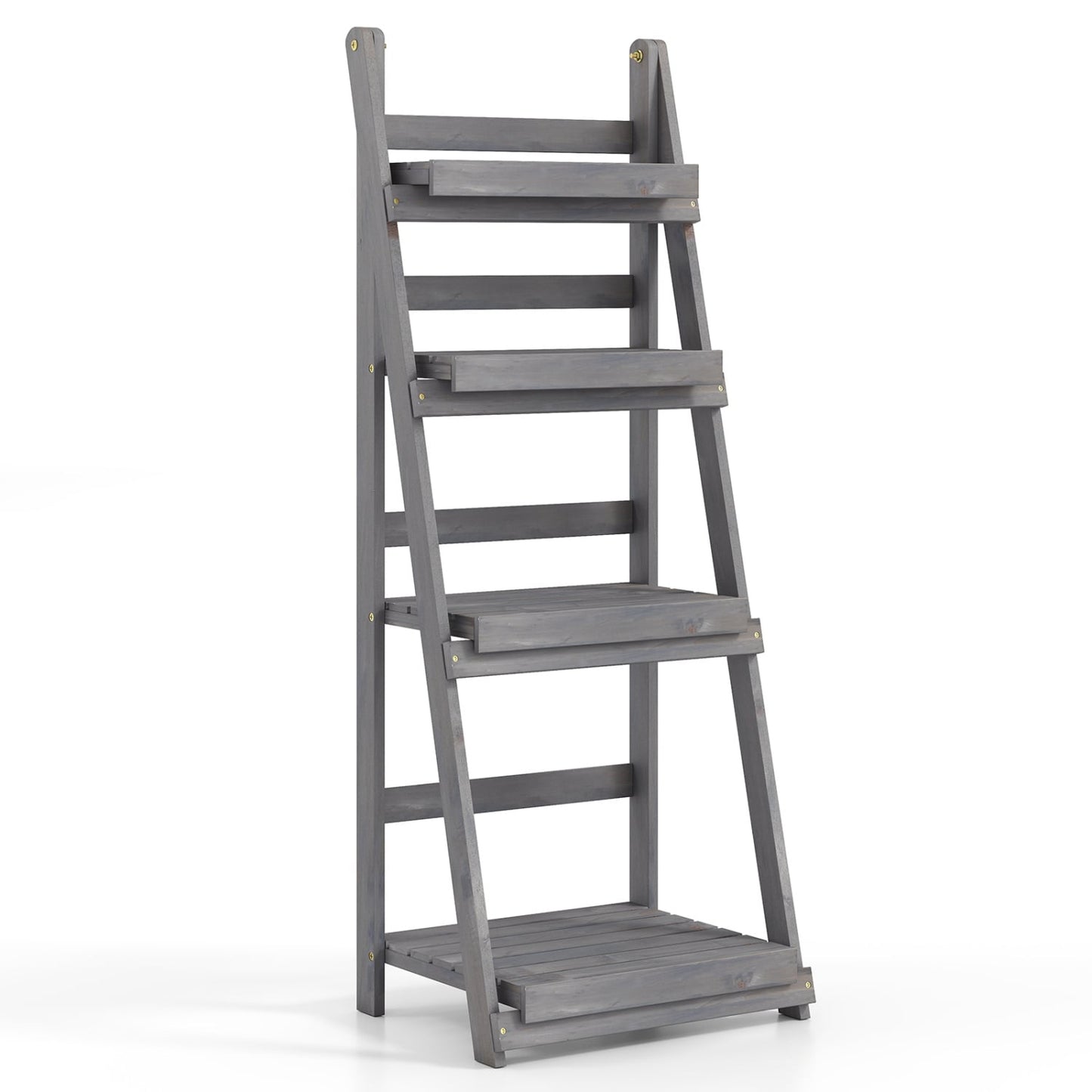 Support à plantes pliable à 4 niveaux, étagère de jardin, gris