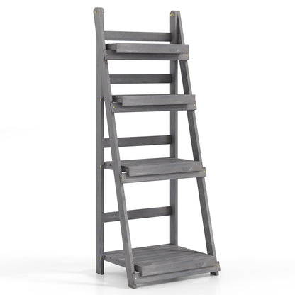Support à plantes pliable à 4 niveaux, étagère de jardin, gris