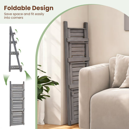 Support à plantes pliable à 4 niveaux, étagère de jardin, gris