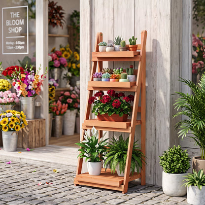 4-Tier Foldable Plant Stand, Orange