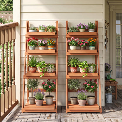 4-Tier Foldable Plant Stand, Orange