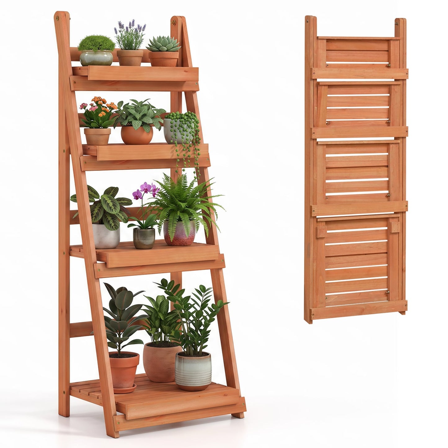 4-Tier Foldable Plant Stand, Orange
