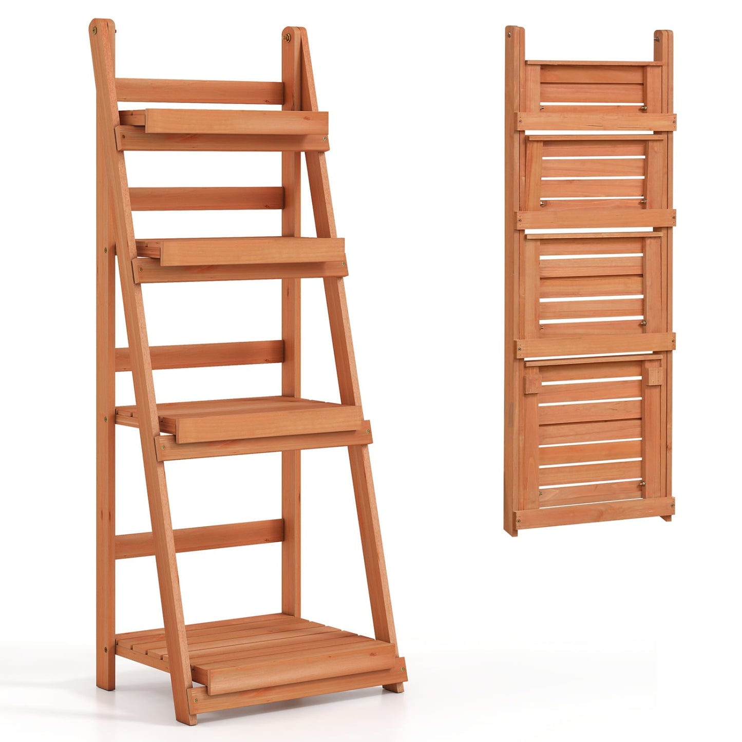 4-Tier Foldable Plant Stand, Orange