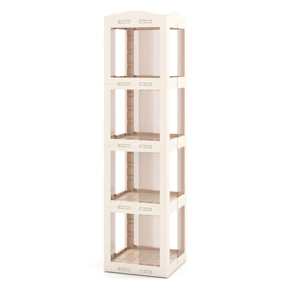 4-Tier Foldable Rotating Bookshelf with Swivel Base and Translucent Panels, White Bookcases at Gallery Canada