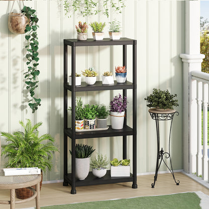 4-Tier Heavy-Duty Plastic Storage Shelves, Black