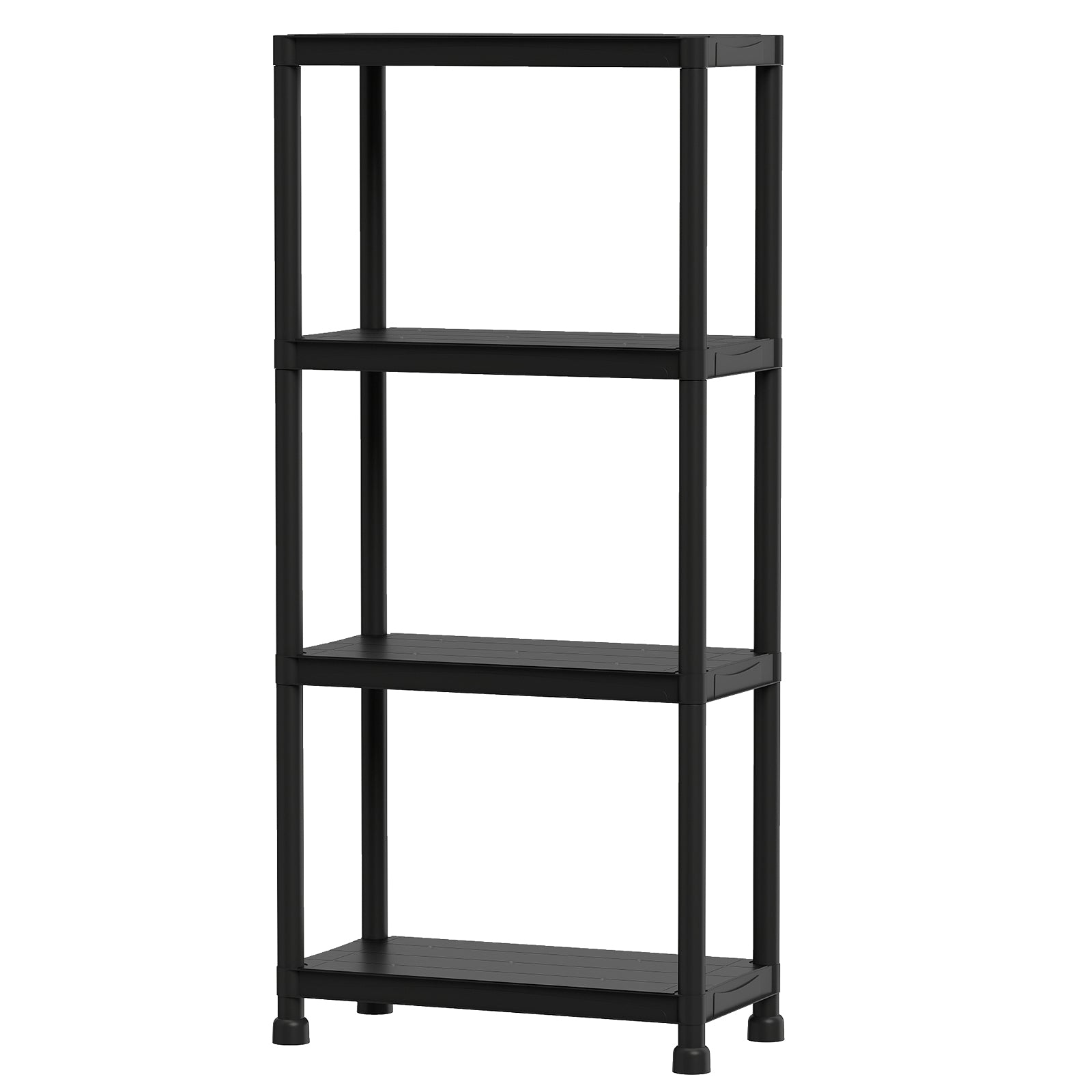 4-Tier Heavy-Duty Plastic Storage Shelves, Black