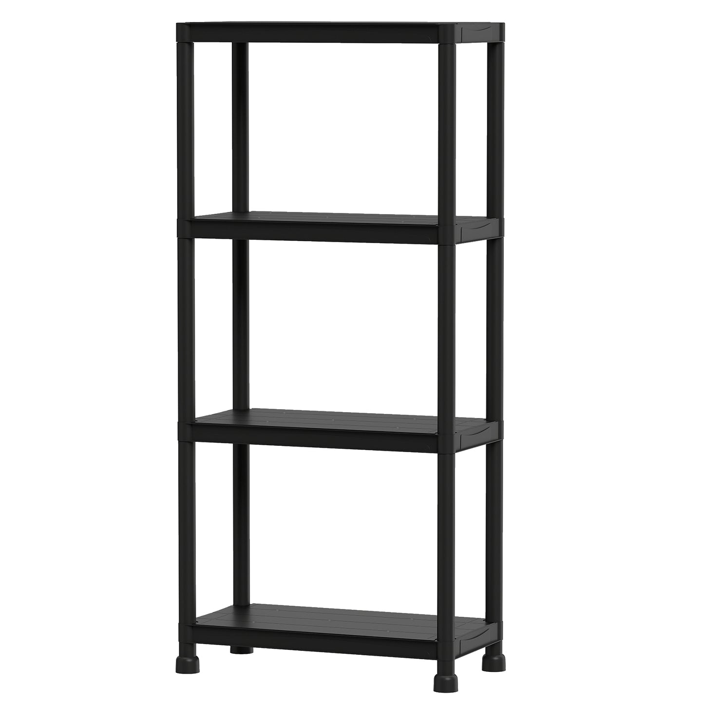 4-Tier Heavy-Duty Plastic Storage Shelves, Black