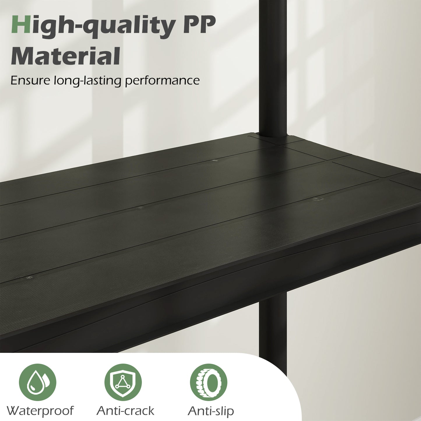 4-Tier Heavy-Duty Plastic Storage Shelves, Black