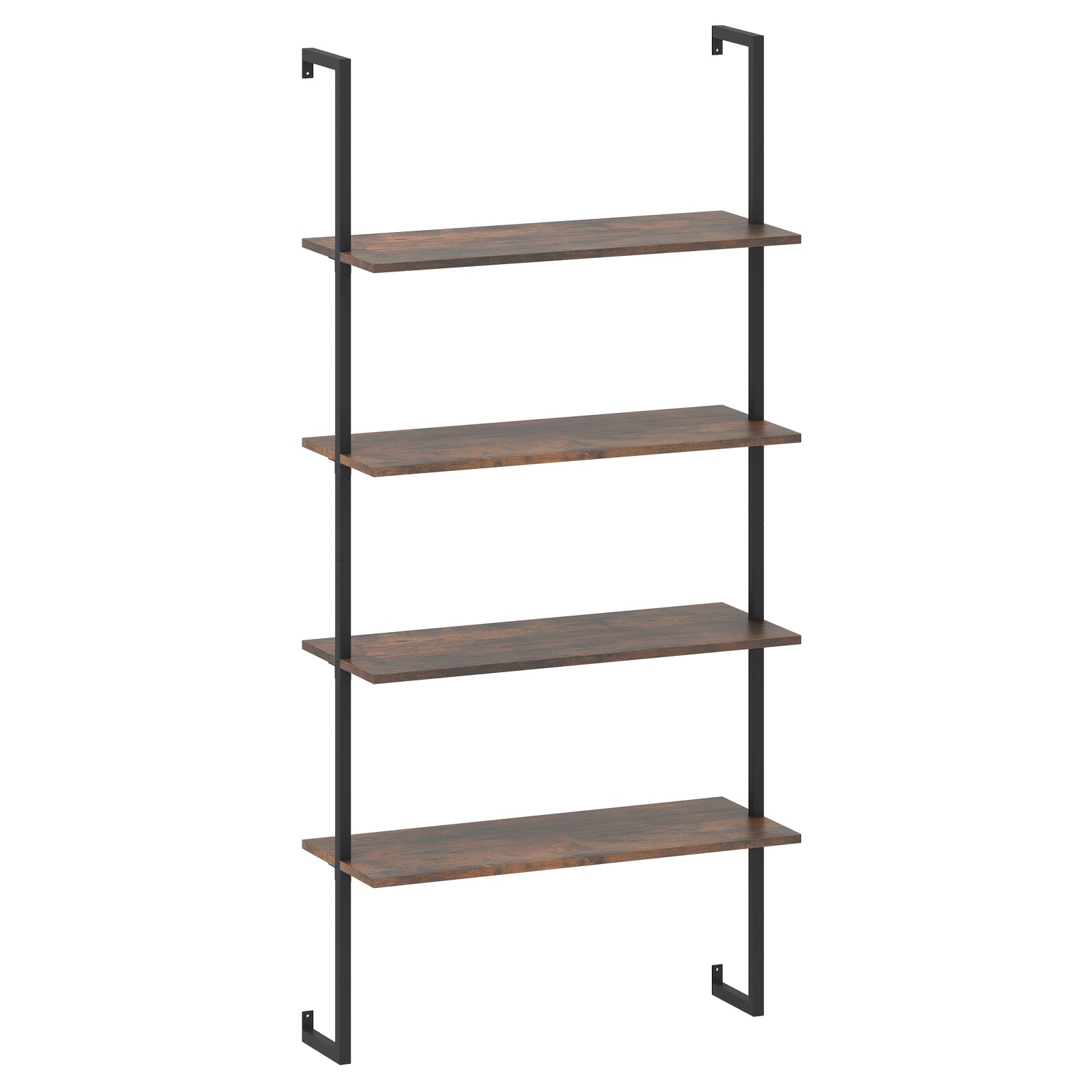 4-Tier Industrial Ladder Bookshelf, Metal Frame, Brown Bookcases Brown at Gallery Canada