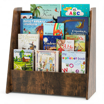 4-Tier Kids Bookshelf, Deep Compartments, Rustic Brown Kids Storage Rustic Brown at Gallery Canada