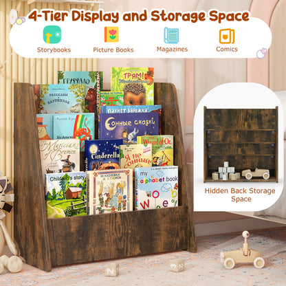 4-Tier Kids Bookshelf, Deep Compartments, Rustic Brown Kids Storage at Gallery Canada