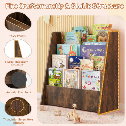 4-Tier Kids Bookshelf, Deep Compartments, Rustic Brown Kids Storage at Gallery Canada