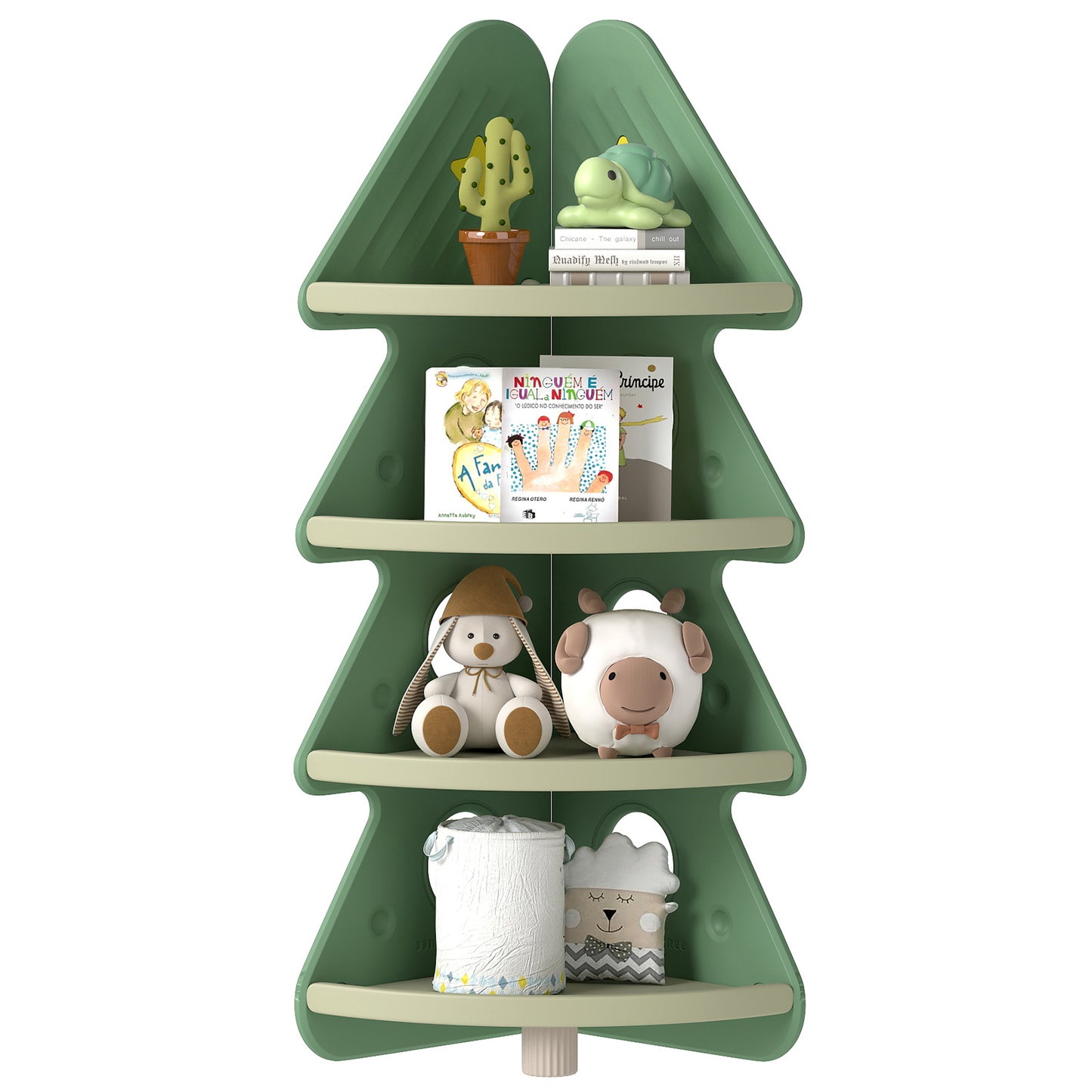 4-Tier Kids Corner Bookshelf Baby Display Shelf for Kids Room, Green Kids Storage Green at Gallery Canada